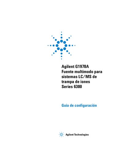 Agilent G1978A Fuente multimodo para sistemas LC/MS de trampa de iones Series 6300 Manual - cover page