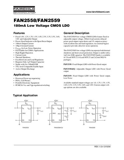 Fairchild FAN2558/FAN2559 Datasheet - cover page