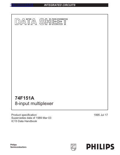 Philips Semiconductors 74F151A 8-Input Multiplexer Datasheet - cover page