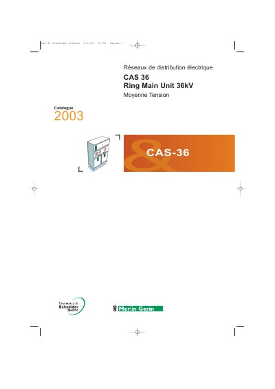 Schneider Electric CAS-36 Ring Main Unit 36kV Catalogue - cover page