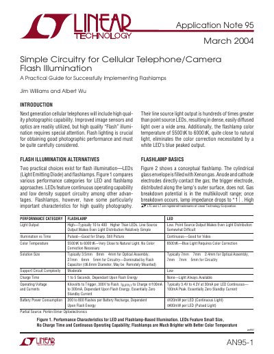 Analog Devices AN95 Simple Circuitry for Cellular Telephone/Camera Flash Illumination Application Note - cover page