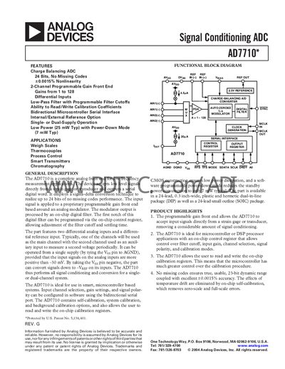 Analog Devices AD7710 Datasheet - cover page
