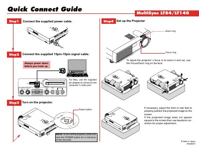 LT140 Projector Quick Connect Guide - cover page