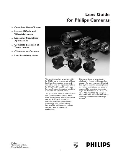 Philips Lens Guide for Cameras - cover page