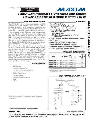 MAXIM MAX8819A MAX8819D handbook - cover page