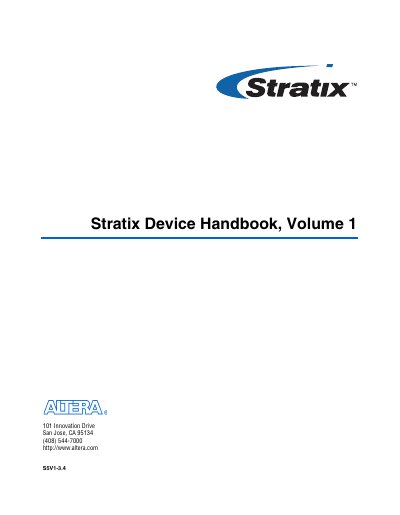 Altera Stratix Device Handbook Volume 1 - cover page