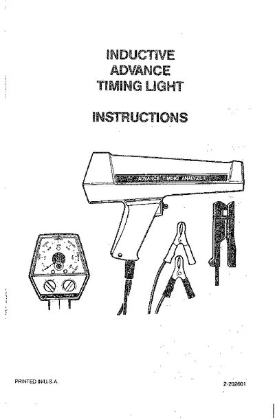 Inductive Advance Timing Light Instructions - cover page