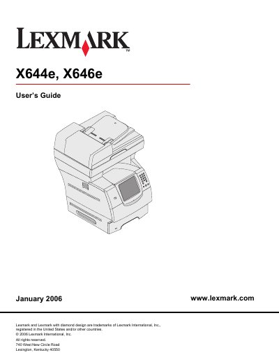 Lexmark X644e X646e User Guide - cover page