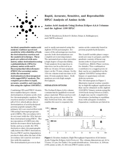 Agilent 1100 HPLC Amino Acid Analysis Application Note - cover page