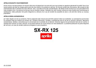 Aprilia SX-RX 125 User Manual