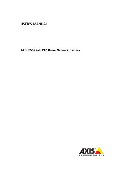 Axis P5522-E PTZ Dome Network Camera User Manual - cover page