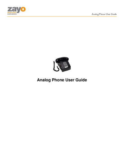 Zayo Analog Phone User Guide - cover page