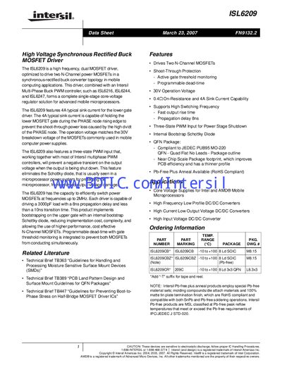 Intersil ISL6209 Datasheet - cover page