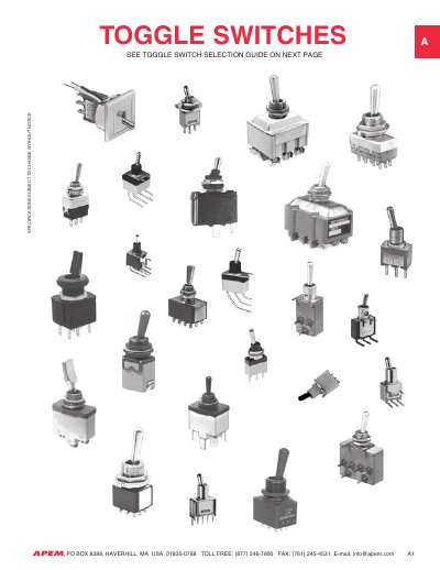 APEM Toggle Switch Selection Guide - cover page