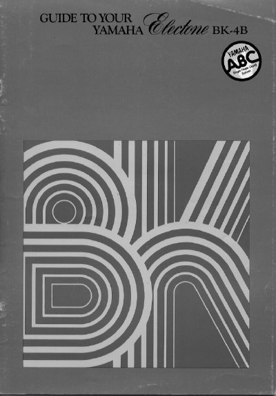 Yamaha BK-4B Electone Owner's Manual - cover page