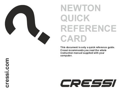 Cressi NEWT ON Dive Computer Quick Reference Card