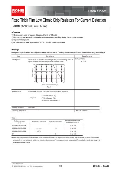 ROHM UCR18EVHJL Manual - cover page