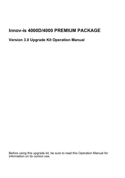 Brother Innov-is 4000D/4000 Premium Package V3.0 Upgrade Kit Operation Manual - cover page