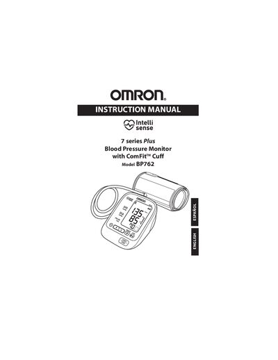 Omron BP762 Blood Pressure Monitor Instruction Manual - cover page