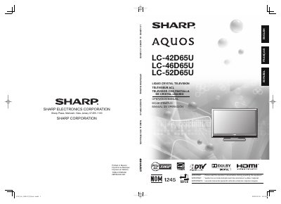 Sharp LC-42D65U / LC-46D65U / LC-52D65U Operation Manual