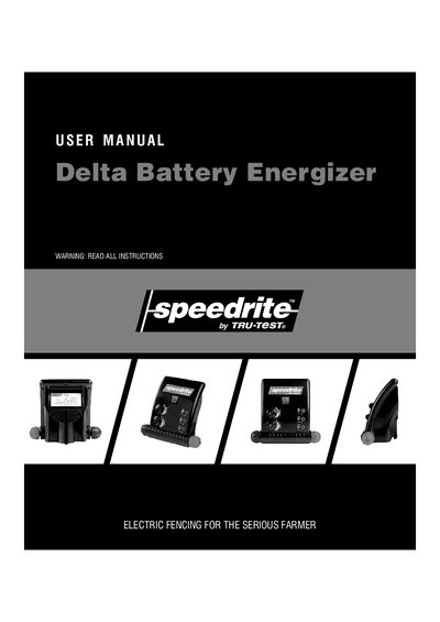 Tru-Test Speedrite Delta 1B/2B/3B Battery Energizer User Manual - cover page
