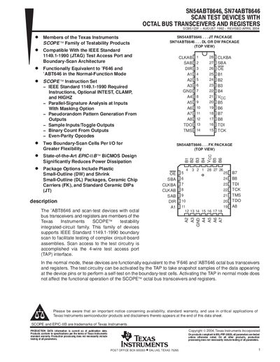 Texas Instruments SN54ABT8646 / SN74ABT8646 Scan Test Device Handbook - cover page