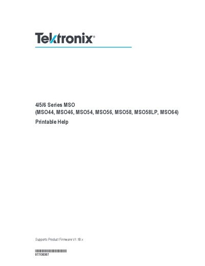Tektronix 4/5/6 Series MSO User Manual Printable Help - cover page
