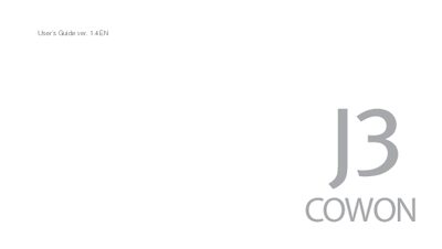COWON J3 User Manual - cover page