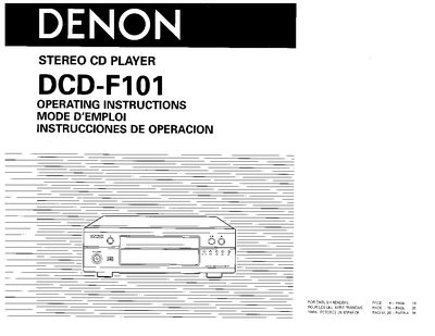 Denon DCD-F101 Stereo CD Player User Manual - cover page