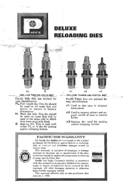 Pacific Deluxe Reloading Dies User Manual