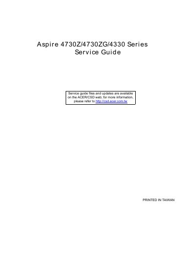 Acer Aspire 4730Z/4730ZG/4330 Series Service Manual - cover page
