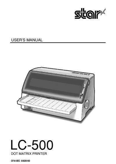 Star Micronics LC-500 Dot Matrix Printer User Manual - cover page