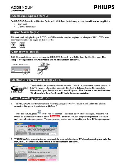 Philips DVDR9000H DVD Recorder User Manual