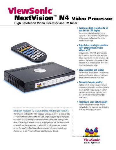 ViewSonic NextVision N4 Video Processor User Manual - cover page
