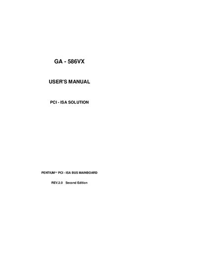 GA 586VX User Manual - cover page