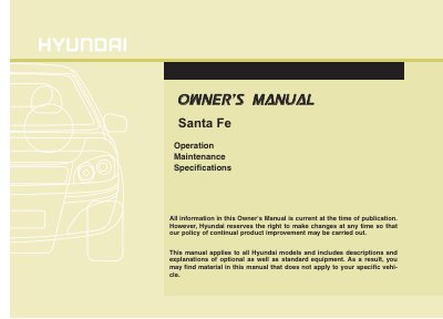 Hyundai Santa Fe Owner's Manual - cover page