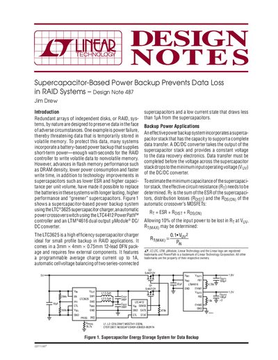 Linear Technology Supercapacitor-Based Power Backup Design Note 487 - cover page