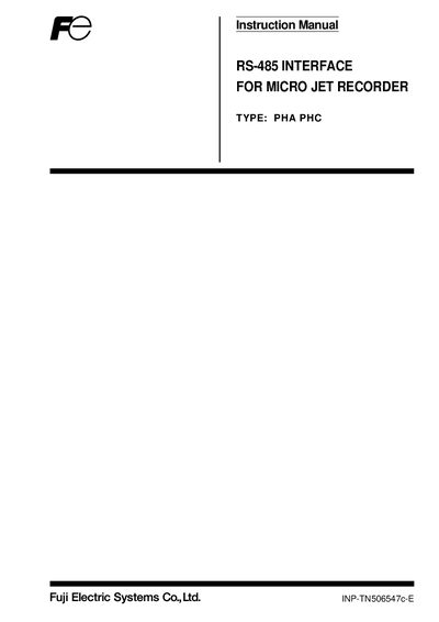 Fuji Electric PHA/PHC RS-485 Interface Instruction Manual - cover page