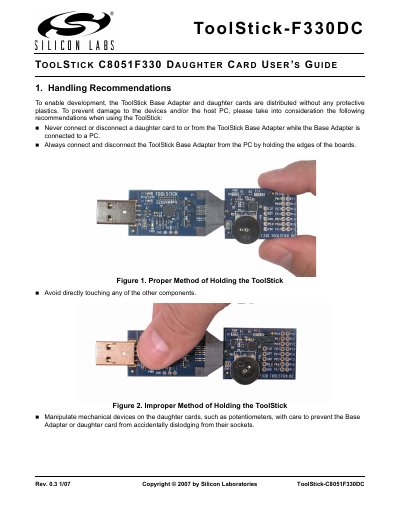 Silicon Laboratories ToolStick C8051F330DC User Guide - cover page