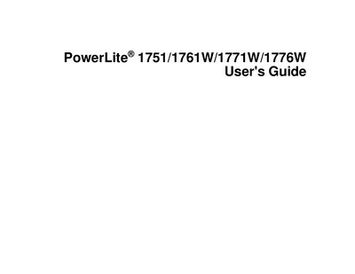 Epson PowerLite 1751/1761W/1771W/1776W Projector User Manual - cover page