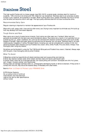 Franke SteelCare Sink Care Guide