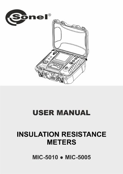 SONEL MIC-5010/MIC-5005 Insulation Resistance Meter User Manual - cover page