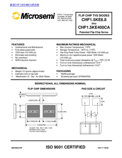 Microsemi ISO 9001 CERTIFIED - cover page