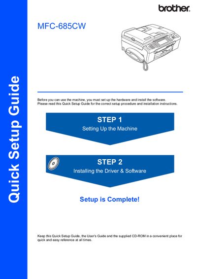 Brother MFC-685CW Quick Setup Guide - cover page