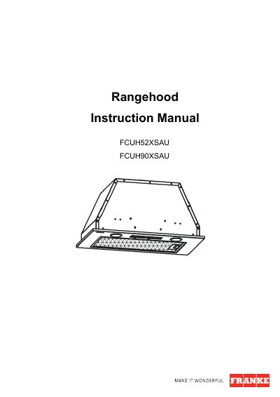 Midea FCUH52XSAU/FCUH90XSAU Rangehood Instruction Manual - cover page