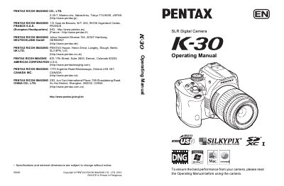 Pentax K-30 SLR Digital Camera Operating Manual - cover page