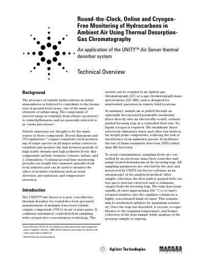 Agilent UNITY-Air Server Application Note - cover page