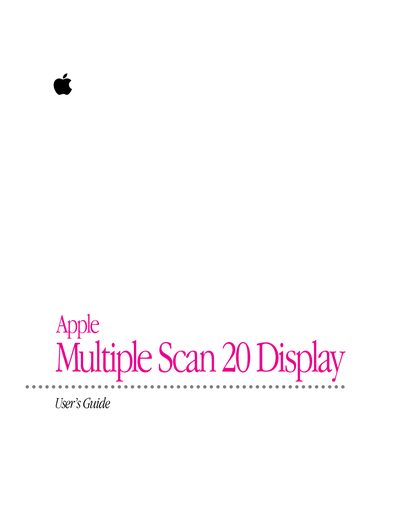 Apple Multiple Scan 20 Display User Guide - cover page