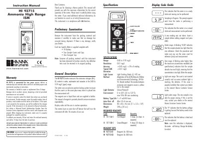 Hanna Instruments HI 93715 Ammonia High Range ISM Instruction Manual - cover page