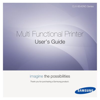 Samsung CLX-8540ND Multi-Function Printer User Manual - cover page